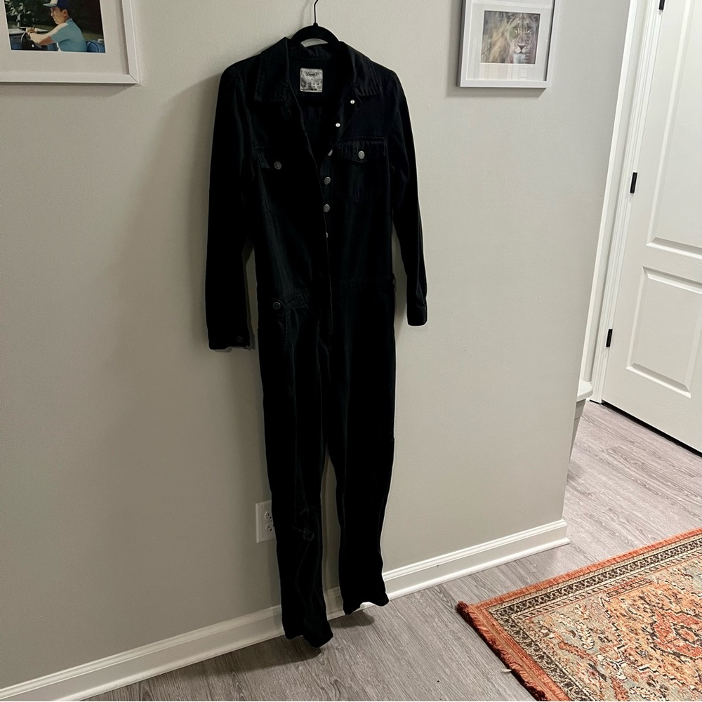 Primark Black Long Sleeve Denim Jumpsuit